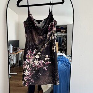 AllSaints Black/Floral Silk Mini Dress